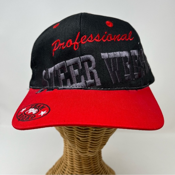 Roper Apparel Professional Steer Wrestler Hat Cap Black Red Adjustable Bull - Picture 1 of 11